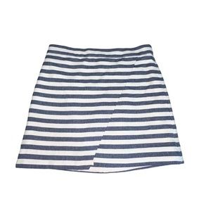 J Crew Cotton Blue/White Striped Wrap Style Size 4 Skirt